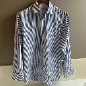 Charles Tyrwhitt Men's Blue and White Dress Shirt